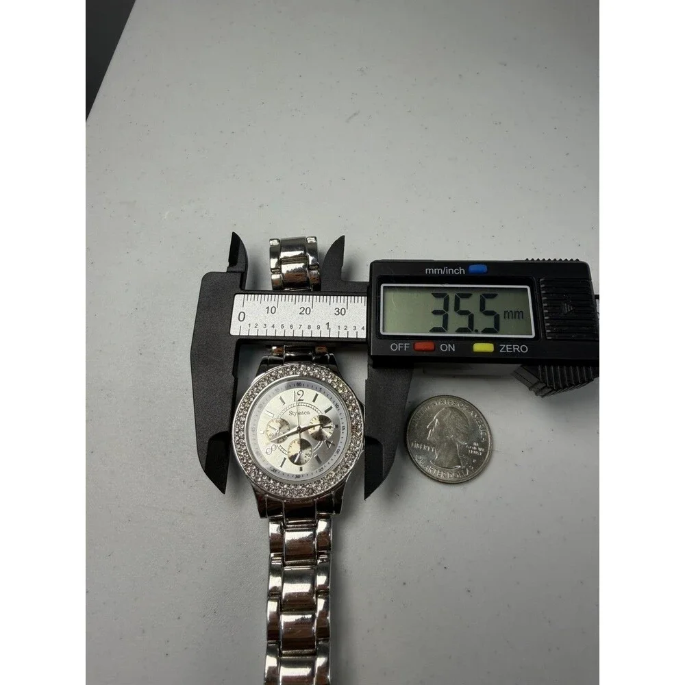 Style&co. Women’s Silver Tone Rhinestone Quartz Watch 35.5mm